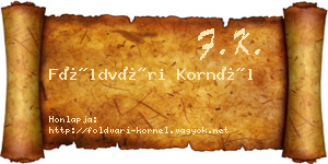 Földvári Kornél névjegykártya